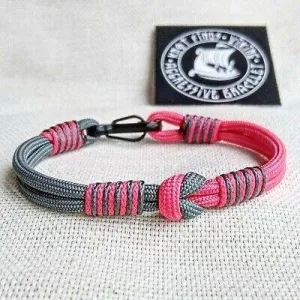 Lady viking. Scandinavian jewelry. Paracord bracelet. Gift for girls. Pink and Gray bangle.