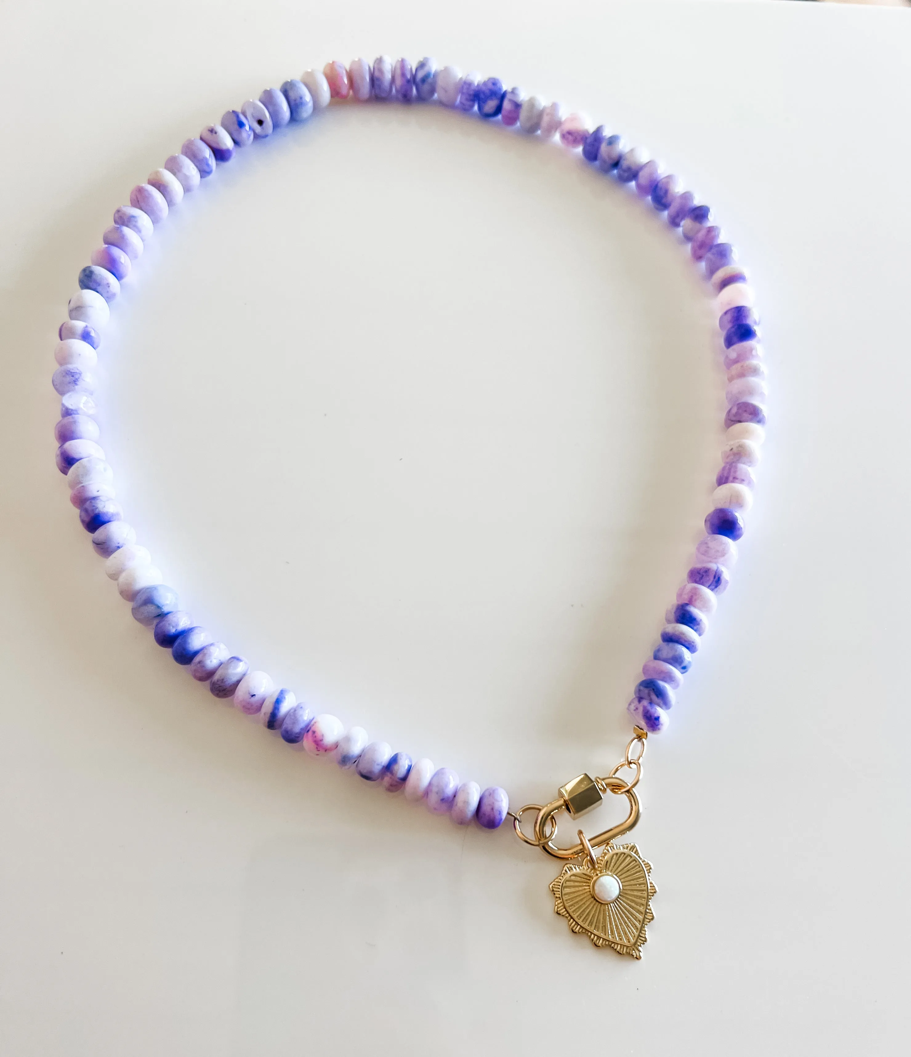 Lavender opal gemstone necklace