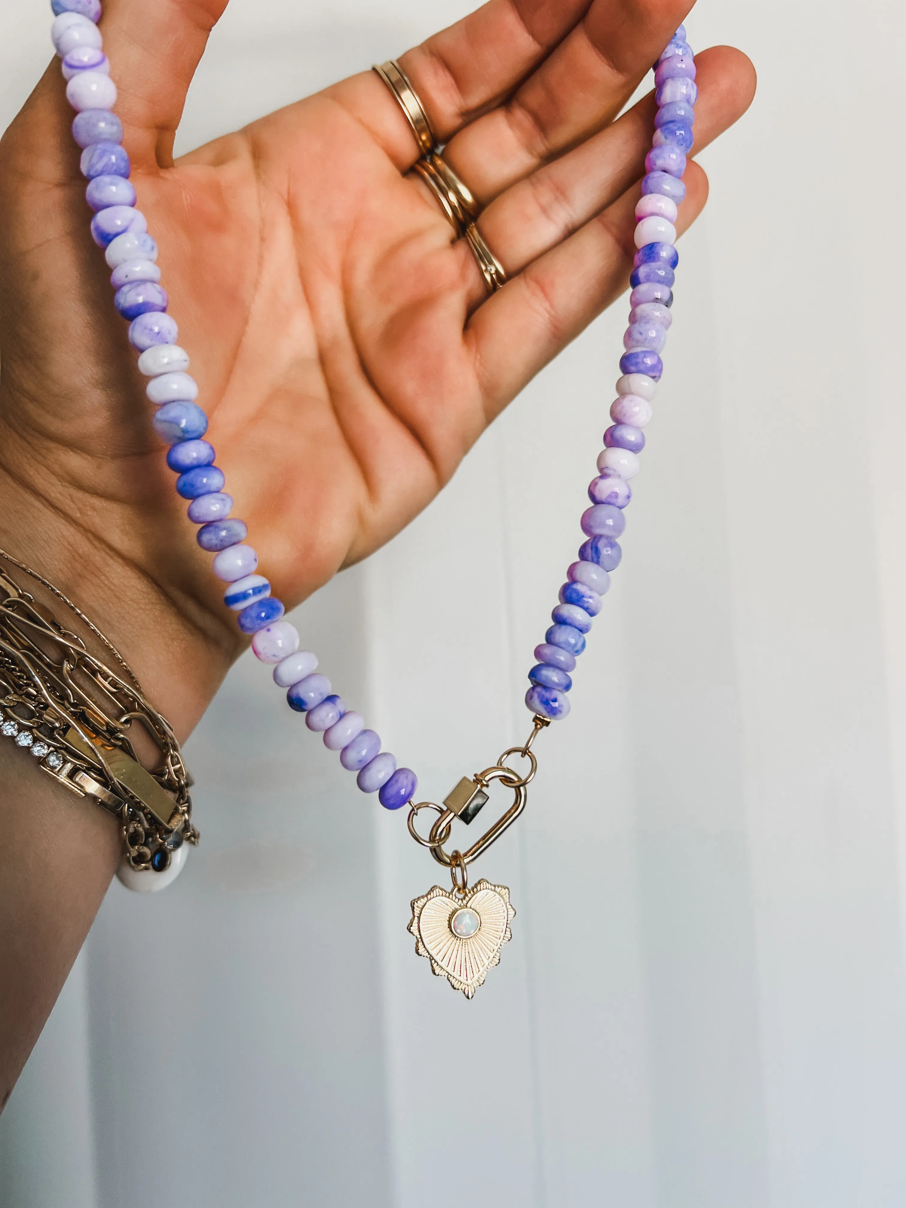 Lavender opal gemstone necklace
