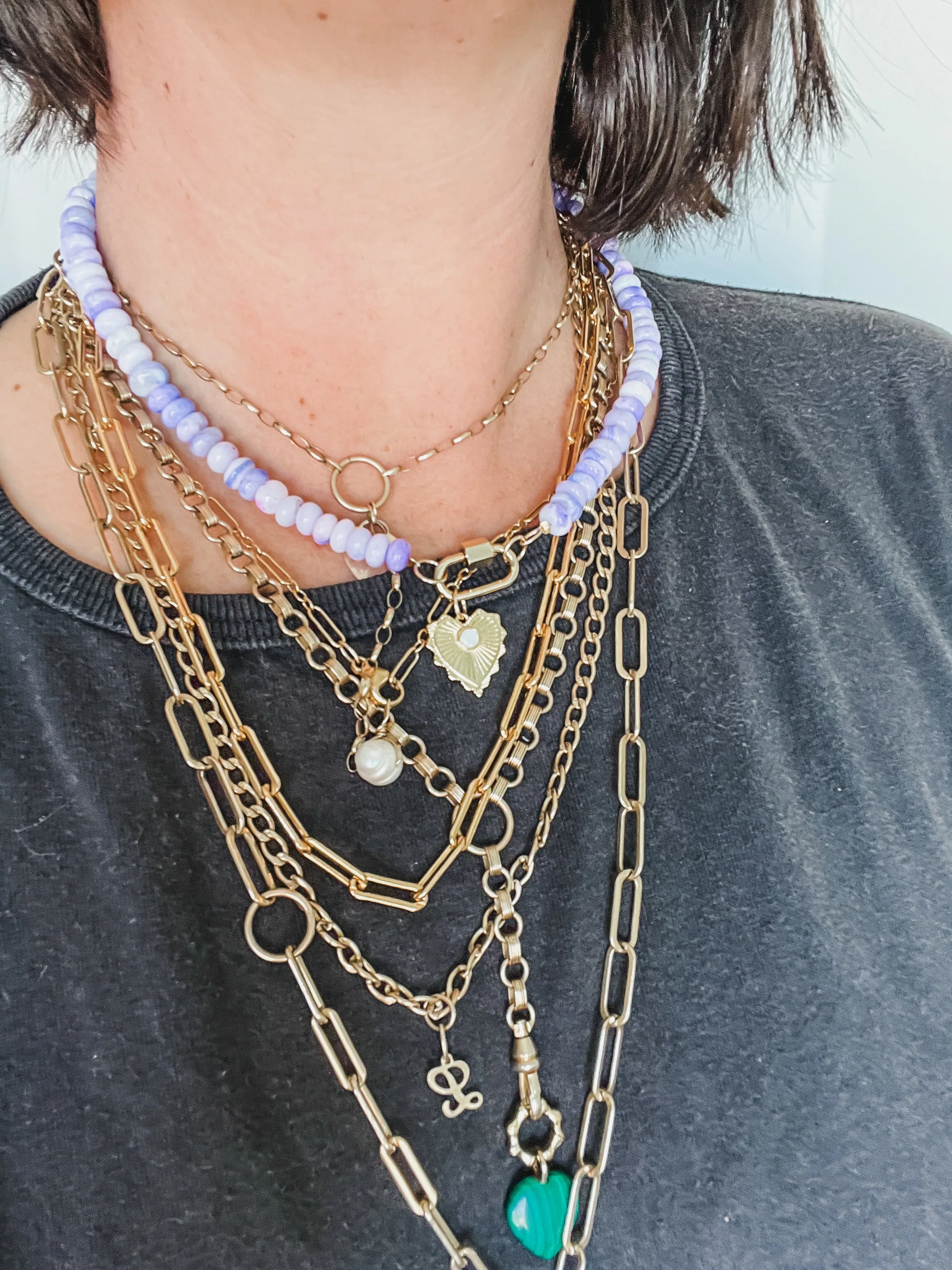 Lavender opal gemstone necklace