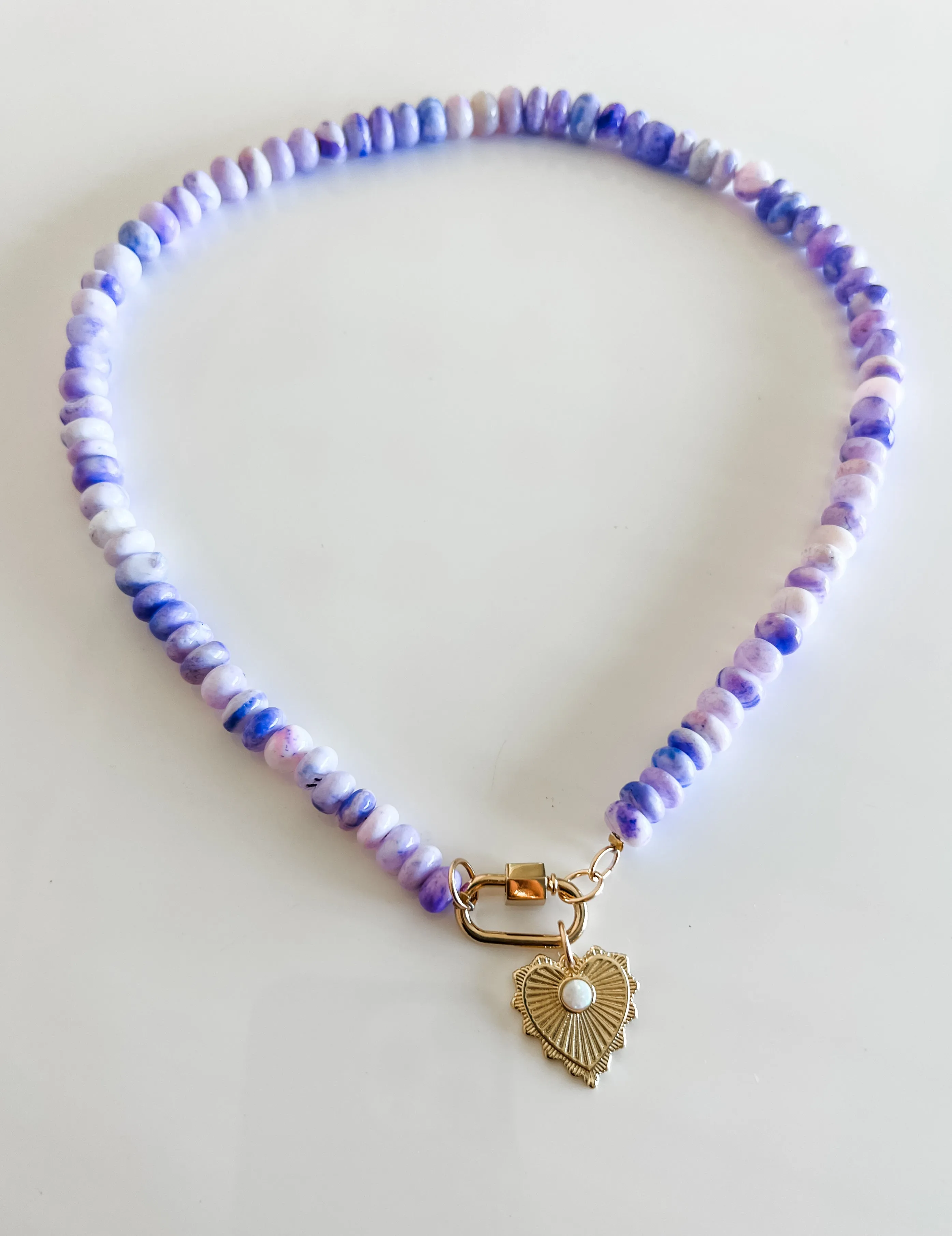 Lavender opal gemstone necklace