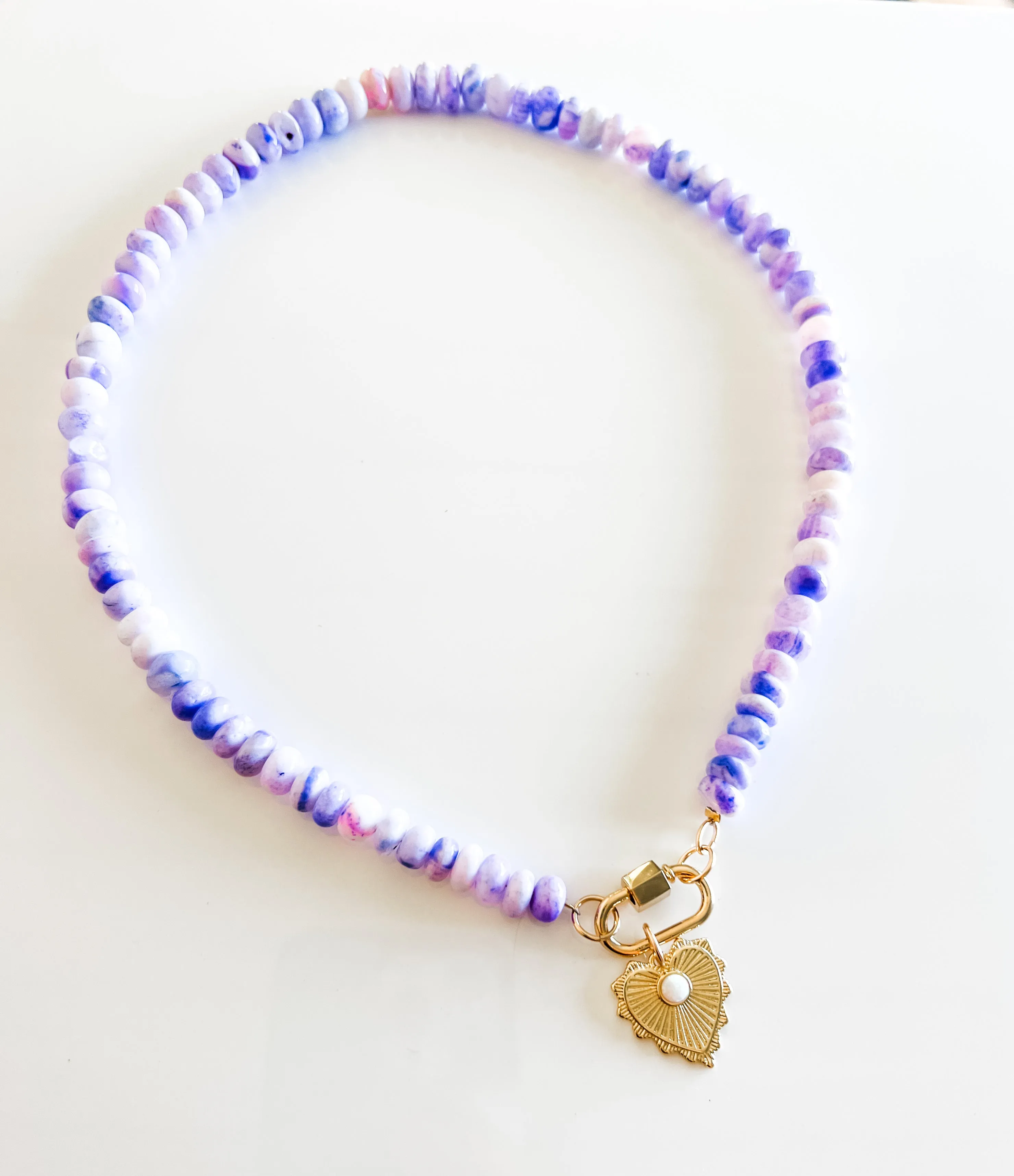 Lavender opal gemstone necklace