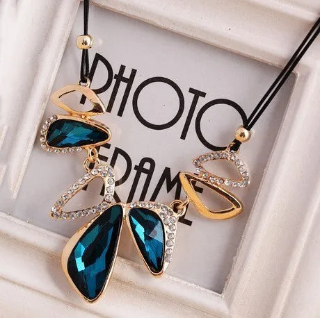 Lemon Value Statement Maxi Choker Vintage Charms Collar Gem Crystal Pendants Leather Rope Necklaces Women Jewelry Collier A469