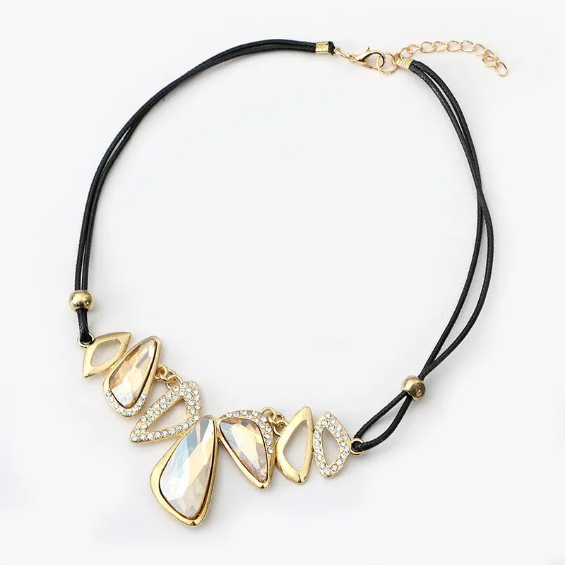 Lemon Value Statement Maxi Choker Vintage Charms Collar Gem Crystal Pendants Leather Rope Necklaces Women Jewelry Collier A469
