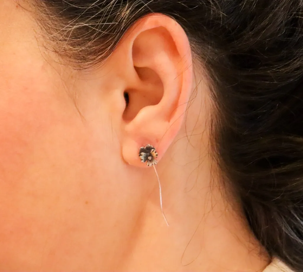 Long Stem Pansy Earrings