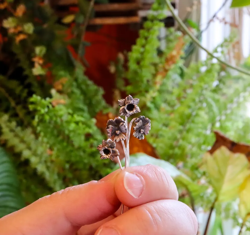 Long Stem Pansy Earrings