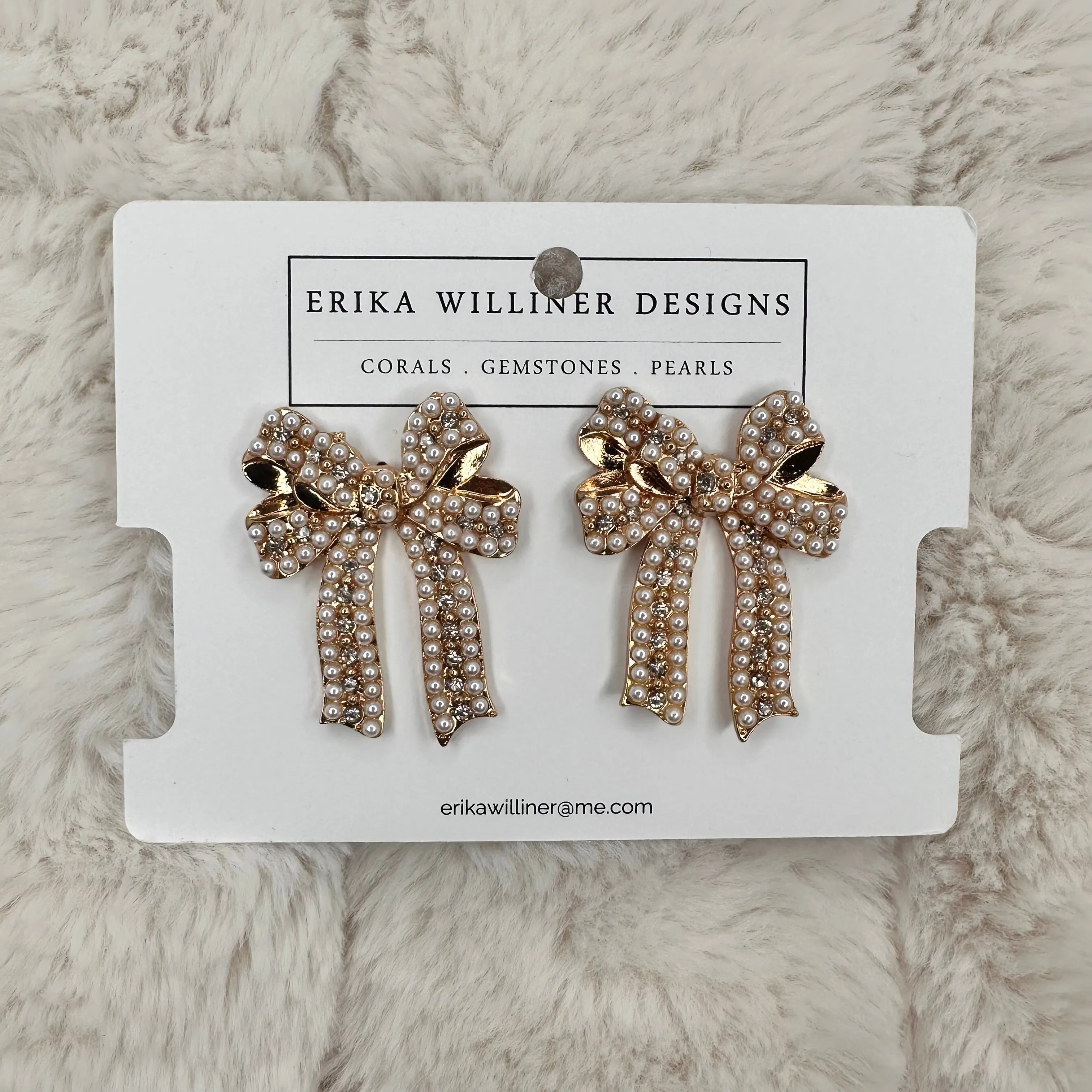 Long Tail Faux Pearl Ribbon Earrings | Erika Williner Designs