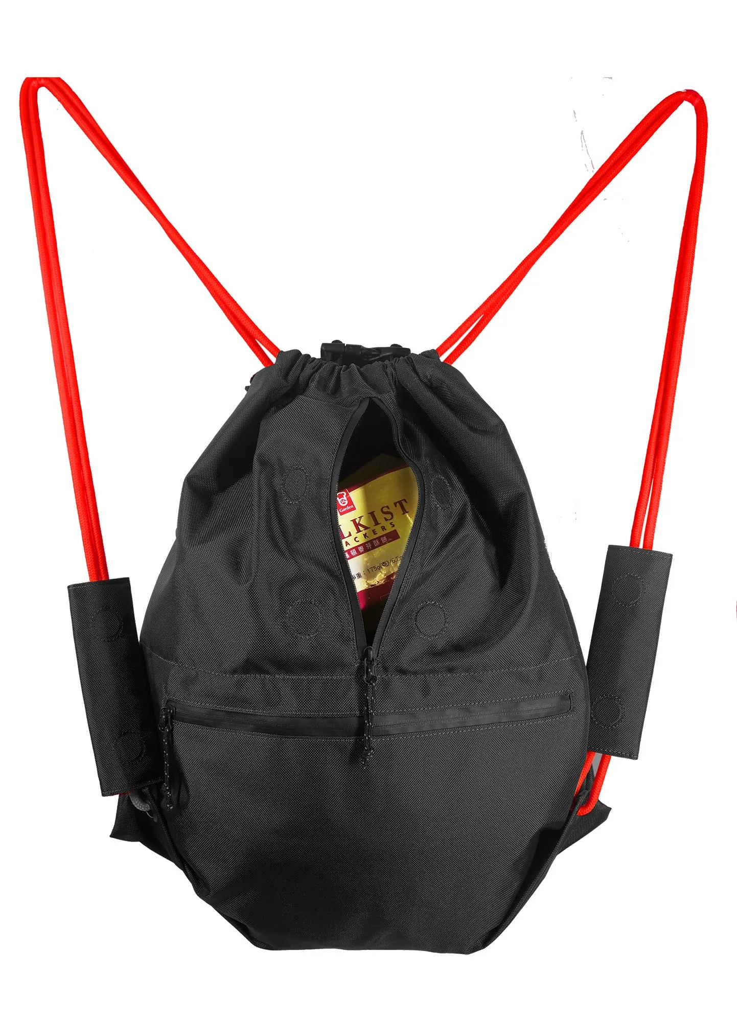 <A 000a001l03> LARGE SIZE Premium drawstring backpack (Black/Red)