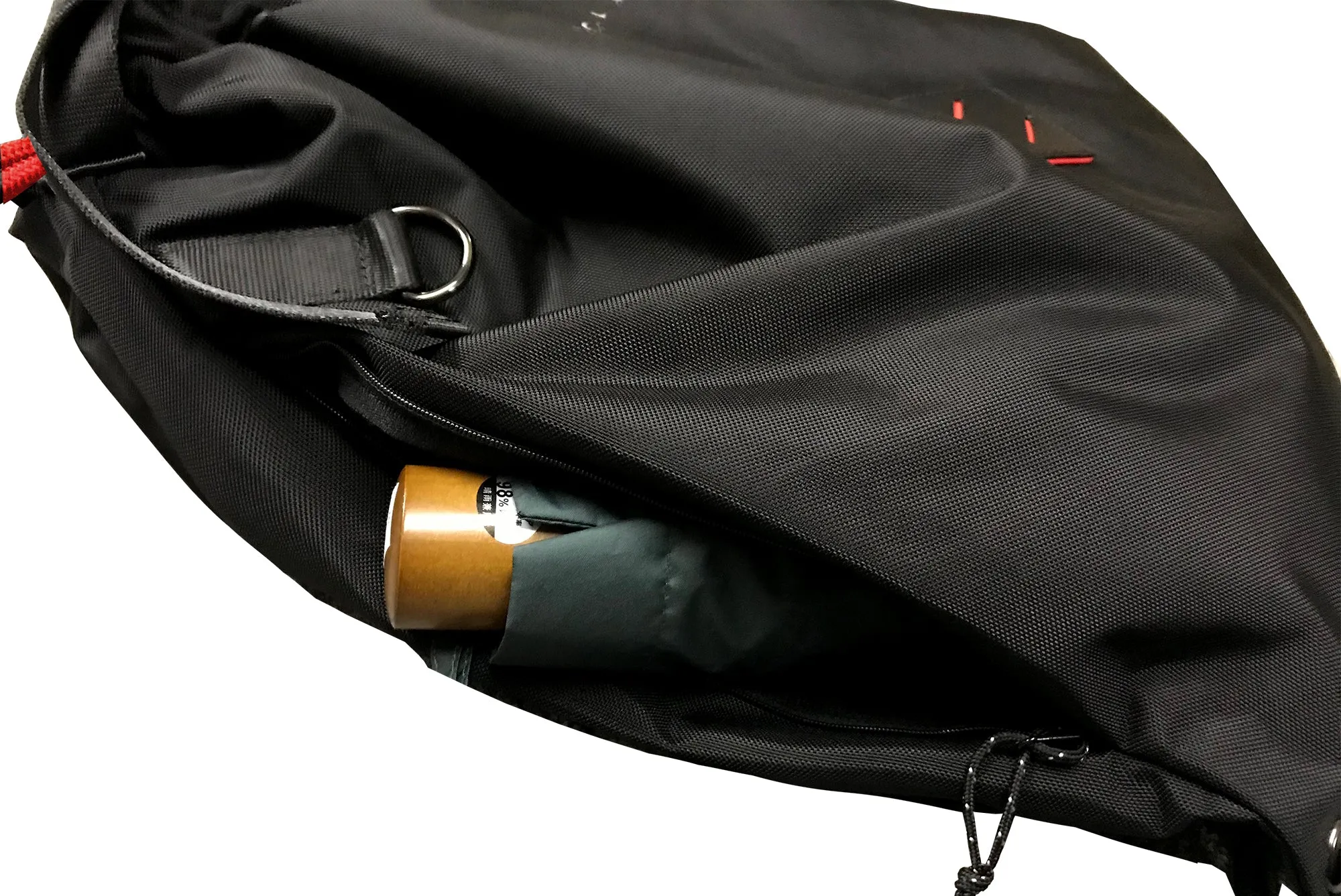 <A 000a001l03> LARGE SIZE Premium drawstring backpack (Black/Red)