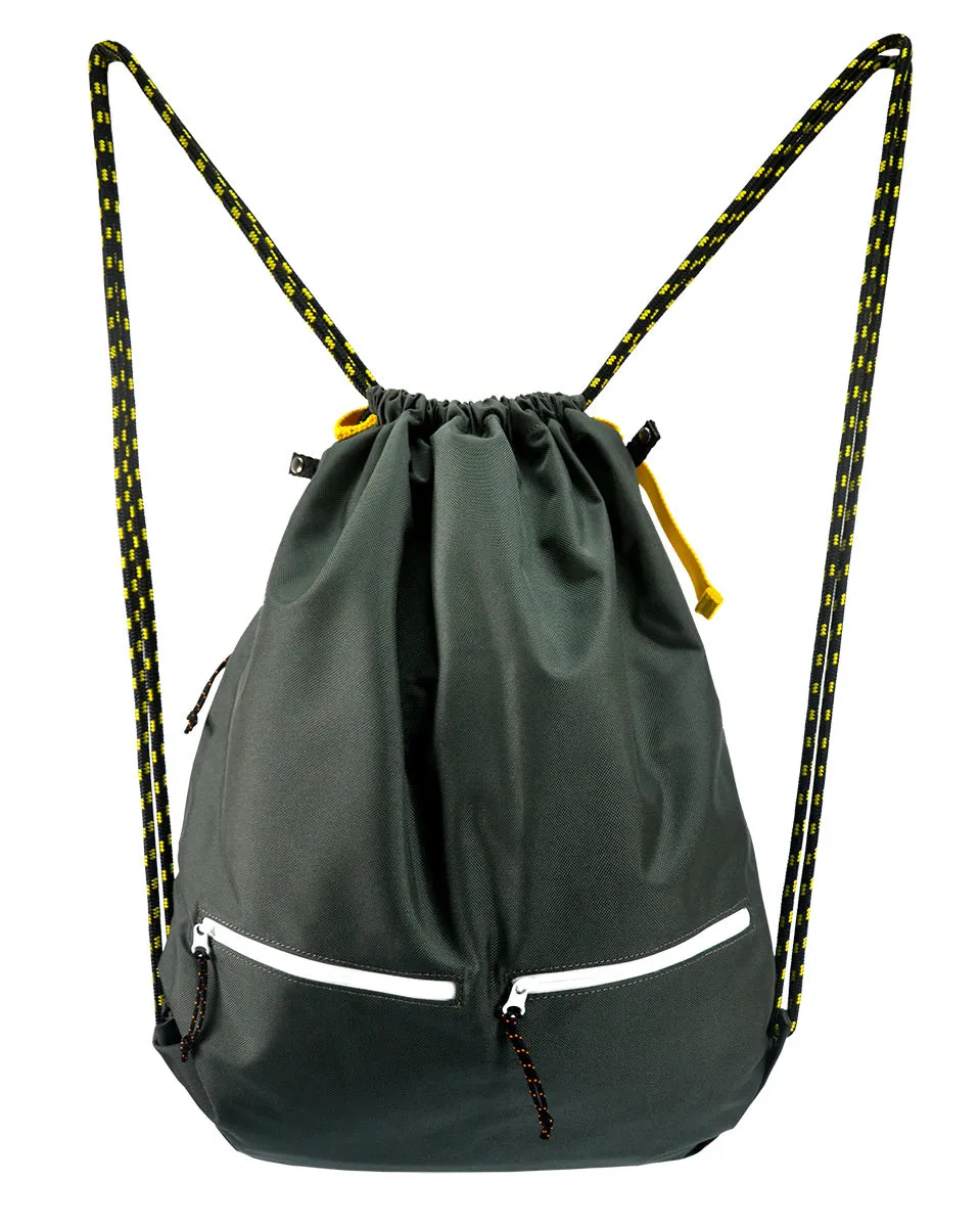 <A 000a56> Fungolia Premium drawstring backpack (Dark Green/Yellow)