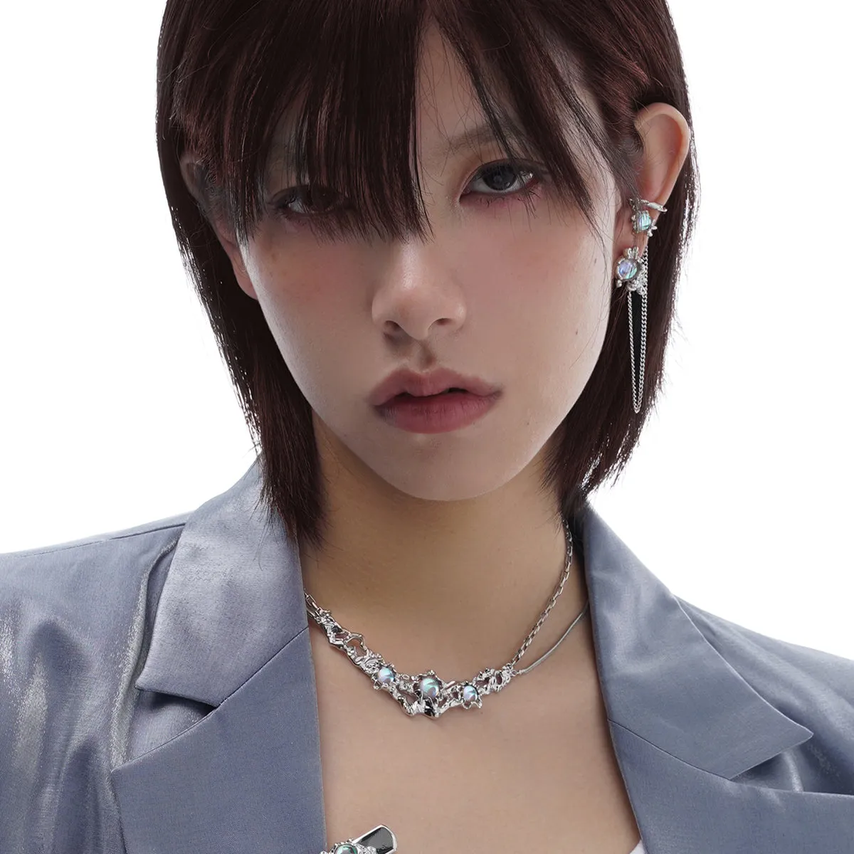 Lunar Eclipse series one-piece ear clip earrings