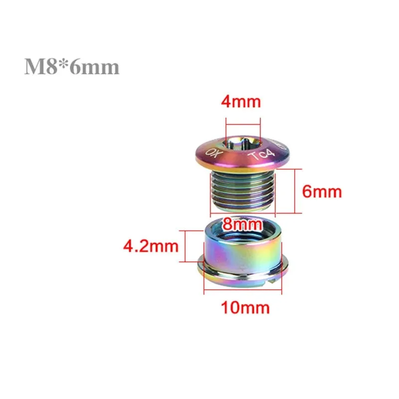 M8 X 6mm Oil Slick Single Speed MTB Titanium Chain Ring Bolts