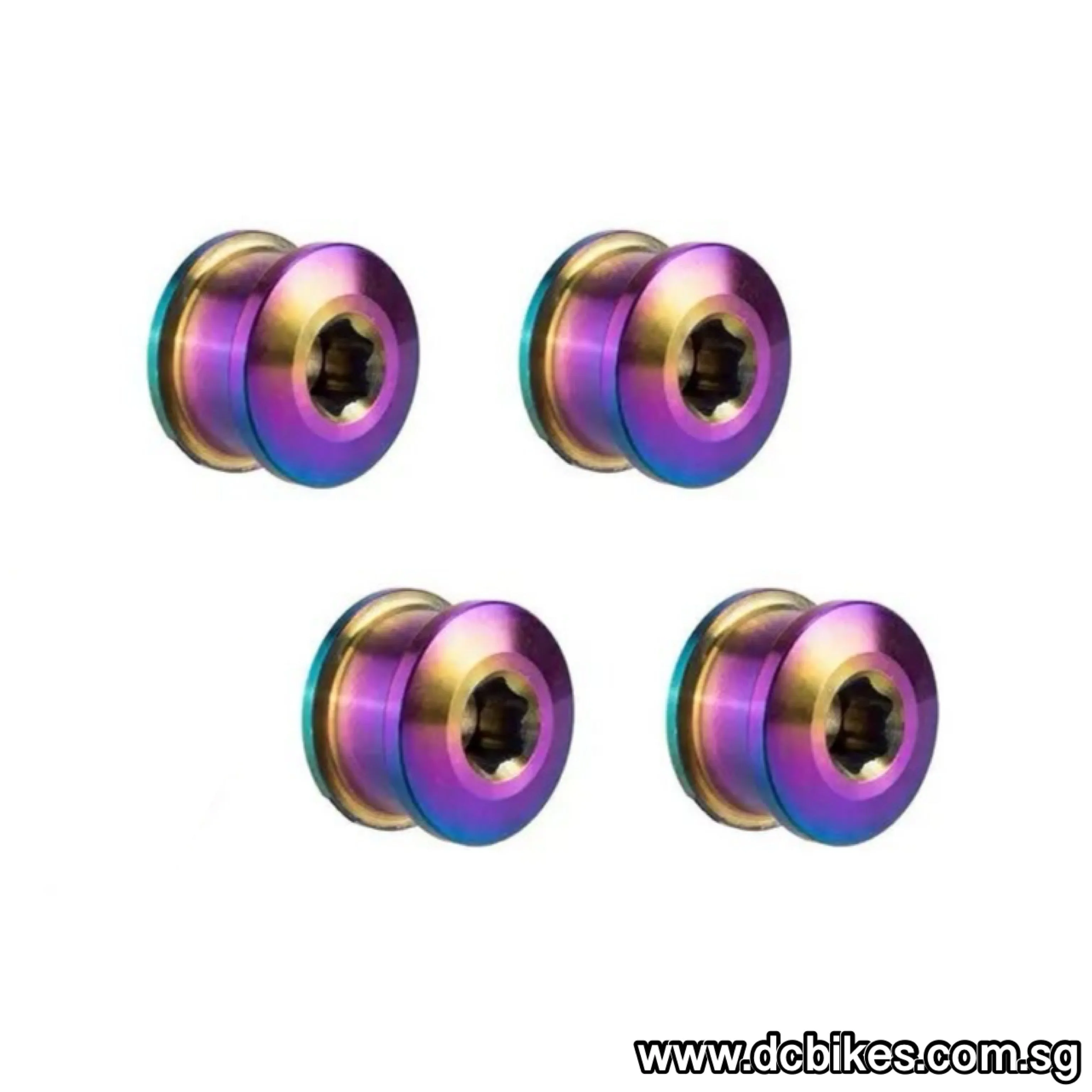 M8 X 6mm Oil Slick Single Speed MTB Titanium Chain Ring Bolts