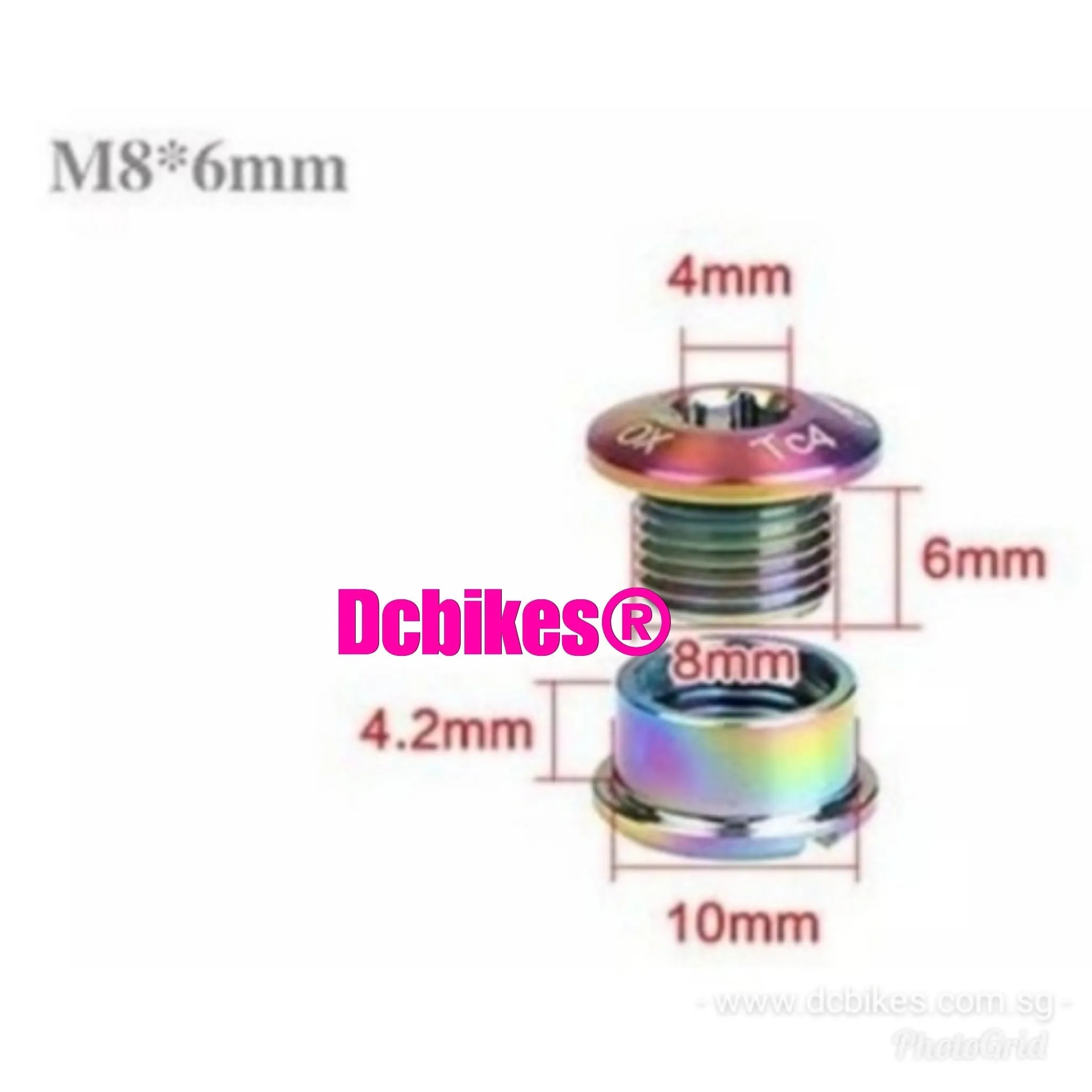 M8 X 6mm Oil Slick Single Speed MTB Titanium Chain Ring Bolts