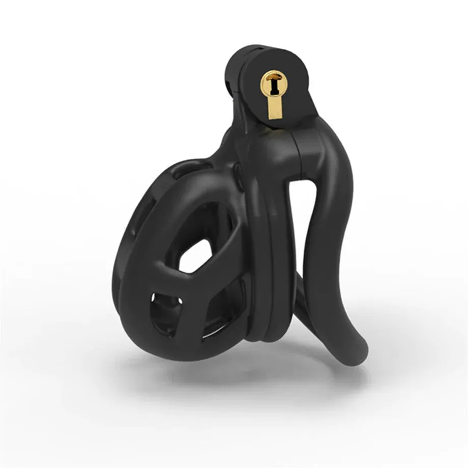 Male Chastity Cage Lock Device Kit W/ 4 Rings Virginity Device 5 Sizes Curve US