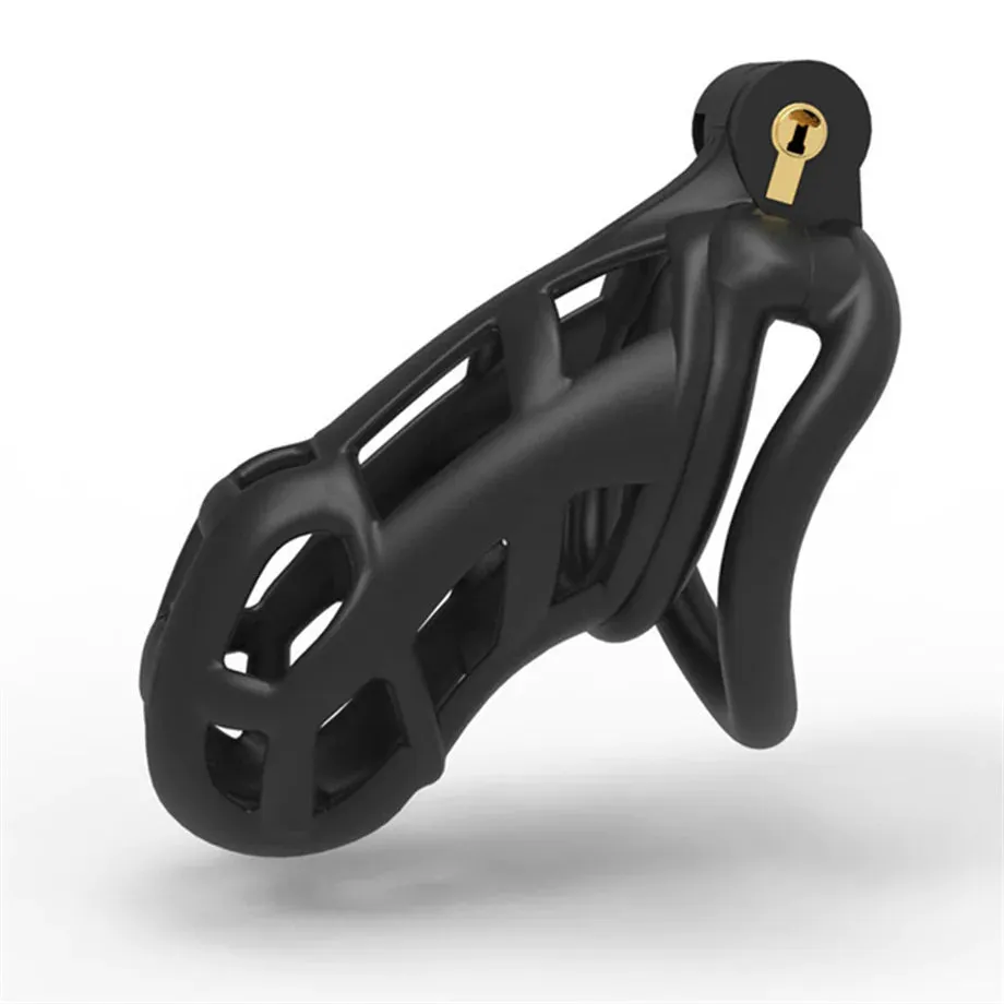 Male Chastity Cage Lock Device Kit W/ 4 Rings Virginity Device 5 Sizes Curve US