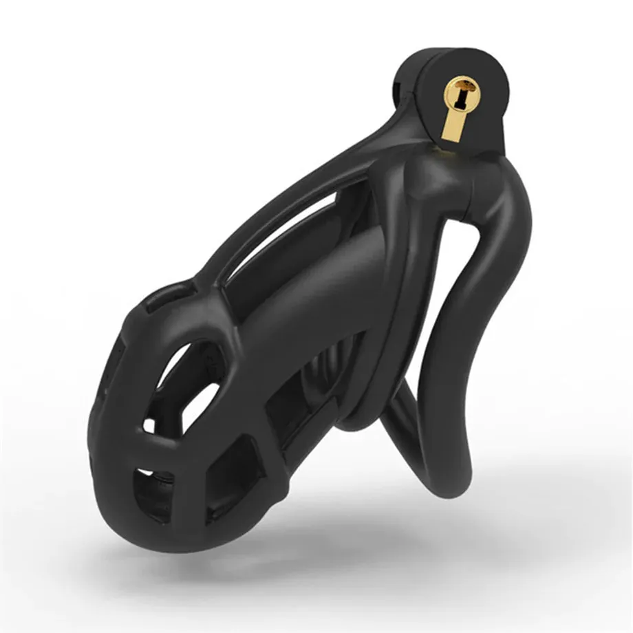 Male Chastity Cage Lock Device Kit W/ 4 Rings Virginity Device 5 Sizes Curve US