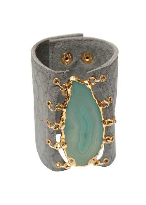 Malibu Agate Leather Cuff- SOLD OUT