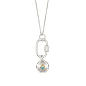 March Birthstone Carabiner Necklace - Aquamarine