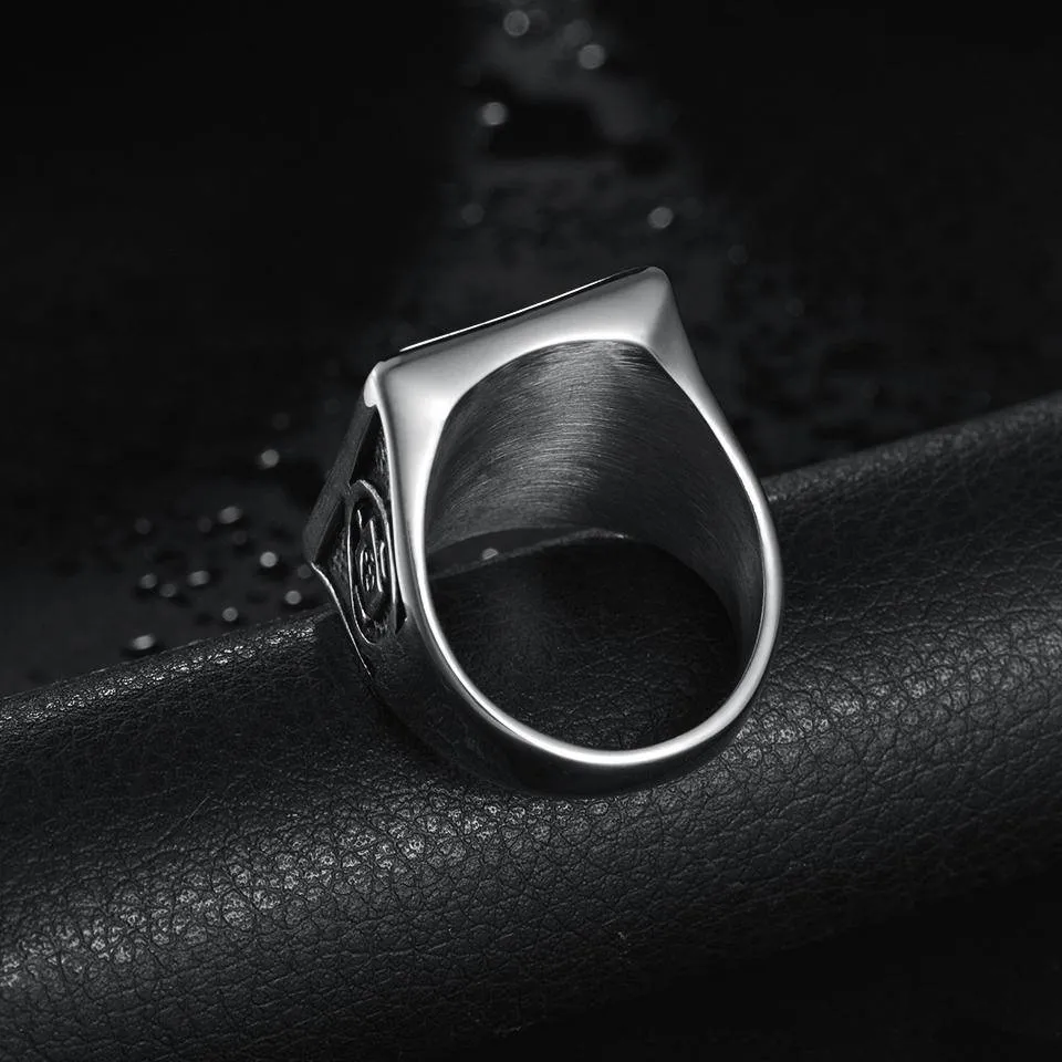 Master Mason Blue Lodge Ring - Silver Titanium Steel