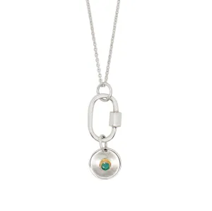 May Birthstone Carabiner Necklace - Emerald