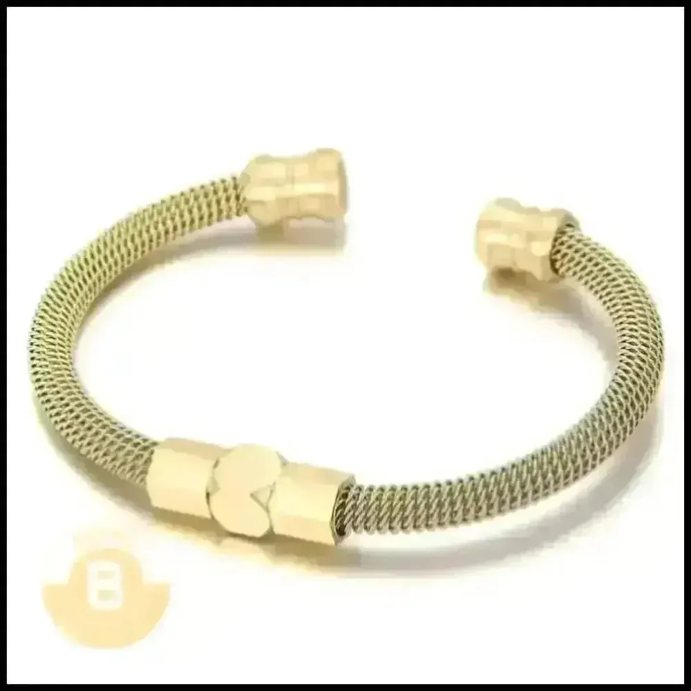 Mekhi Stainless Steel Mesh Open Cuff Bracelet
