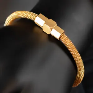 Mekhi Stainless Steel Mesh Open Cuff Bracelet