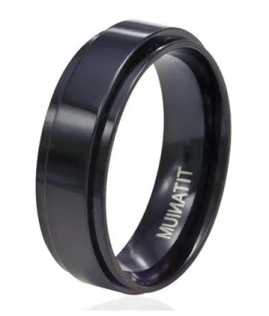 Men's Black Titanium Spinner Ring with Flat Profile and Glossy Finish | 8mm