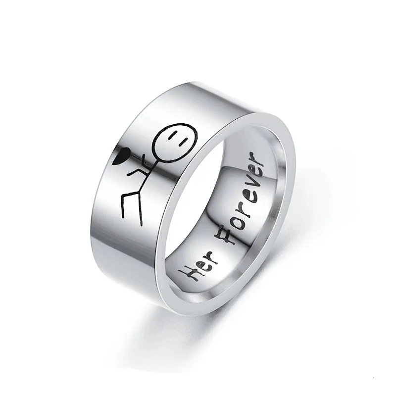 Men's Ring Silvery Titanium Steel Rings Stylish