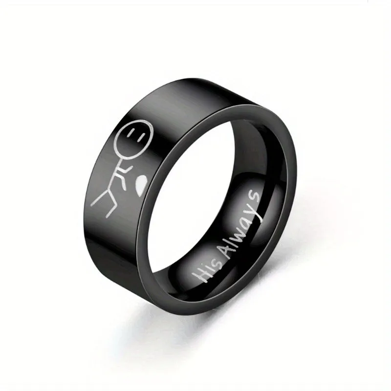 Men's Ring Silvery Titanium Steel Rings Stylish
