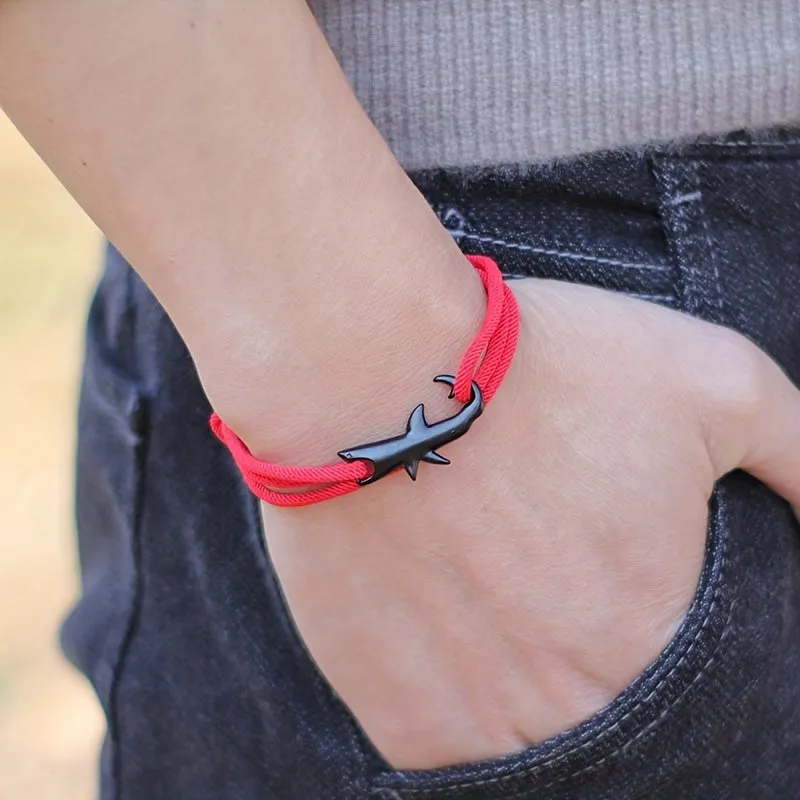 Men's Shark Bracelet Double Layer Rope Camping Jewelry
