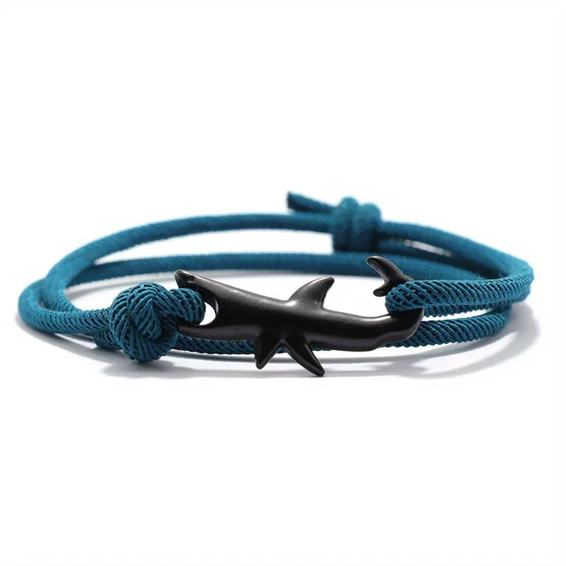 Men's Shark Bracelet Double Layer Rope Camping Jewelry