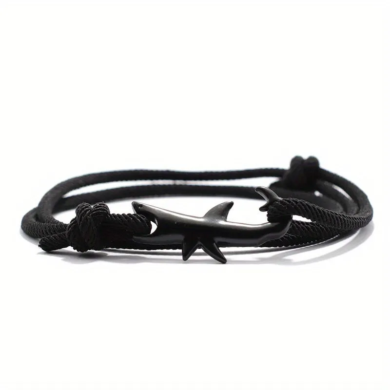 Men's Shark Bracelet Double Layer Rope Camping Jewelry