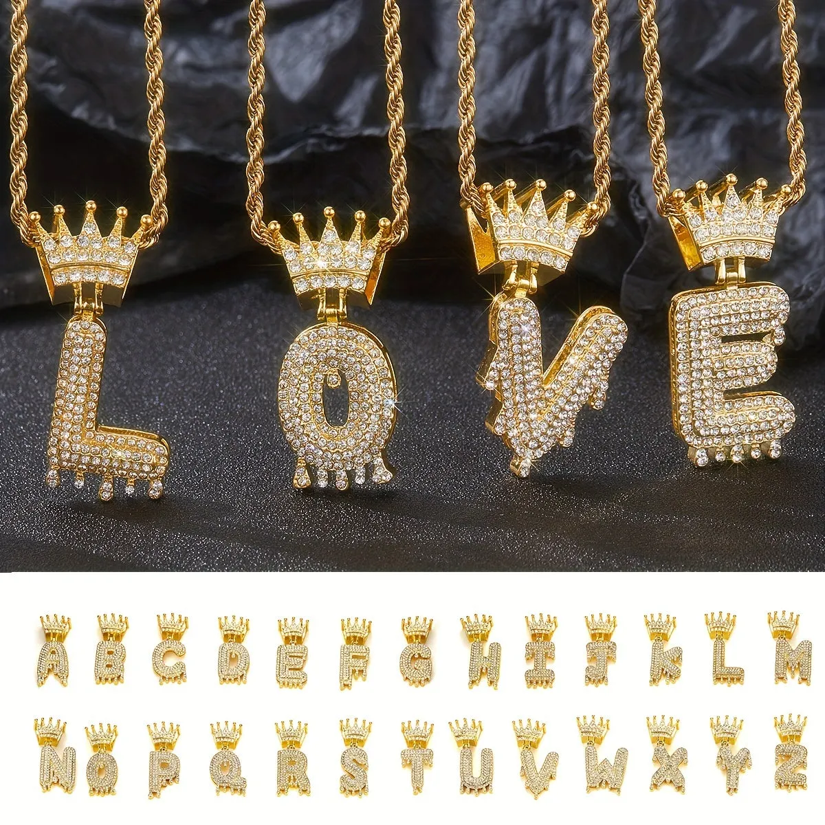 Men's Stainless Steel Necklace Pop Waterproof Crown Lett