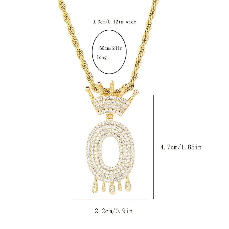 Men's Stainless Steel Necklace Pop Waterproof Crown Lett