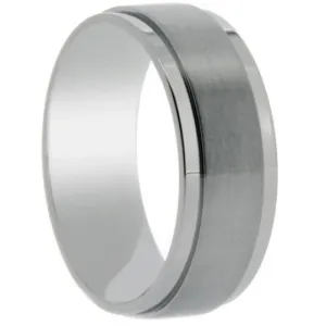 Mens Titanium 8MM Flat High Polish Brush Finish Wedding Band Ring FREE gift Box Size 5 to 13