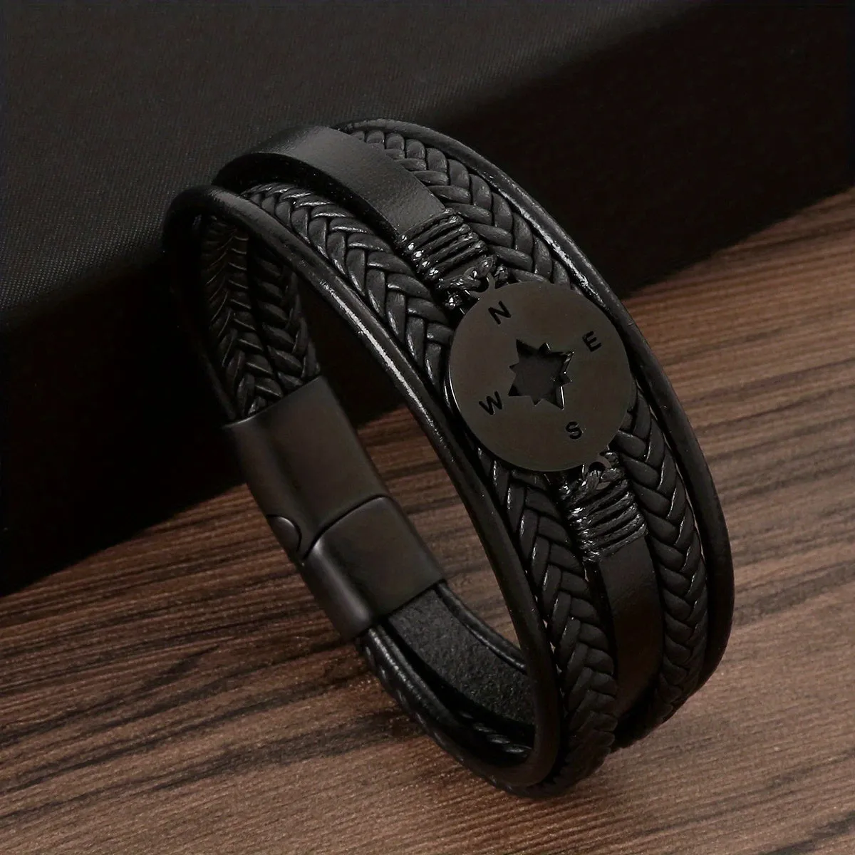 Men's Titanium Steel Compass Bracelet with Magnetic Buckle