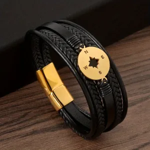 Men's Titanium Steel Compass Bracelet with Magnetic Buckle