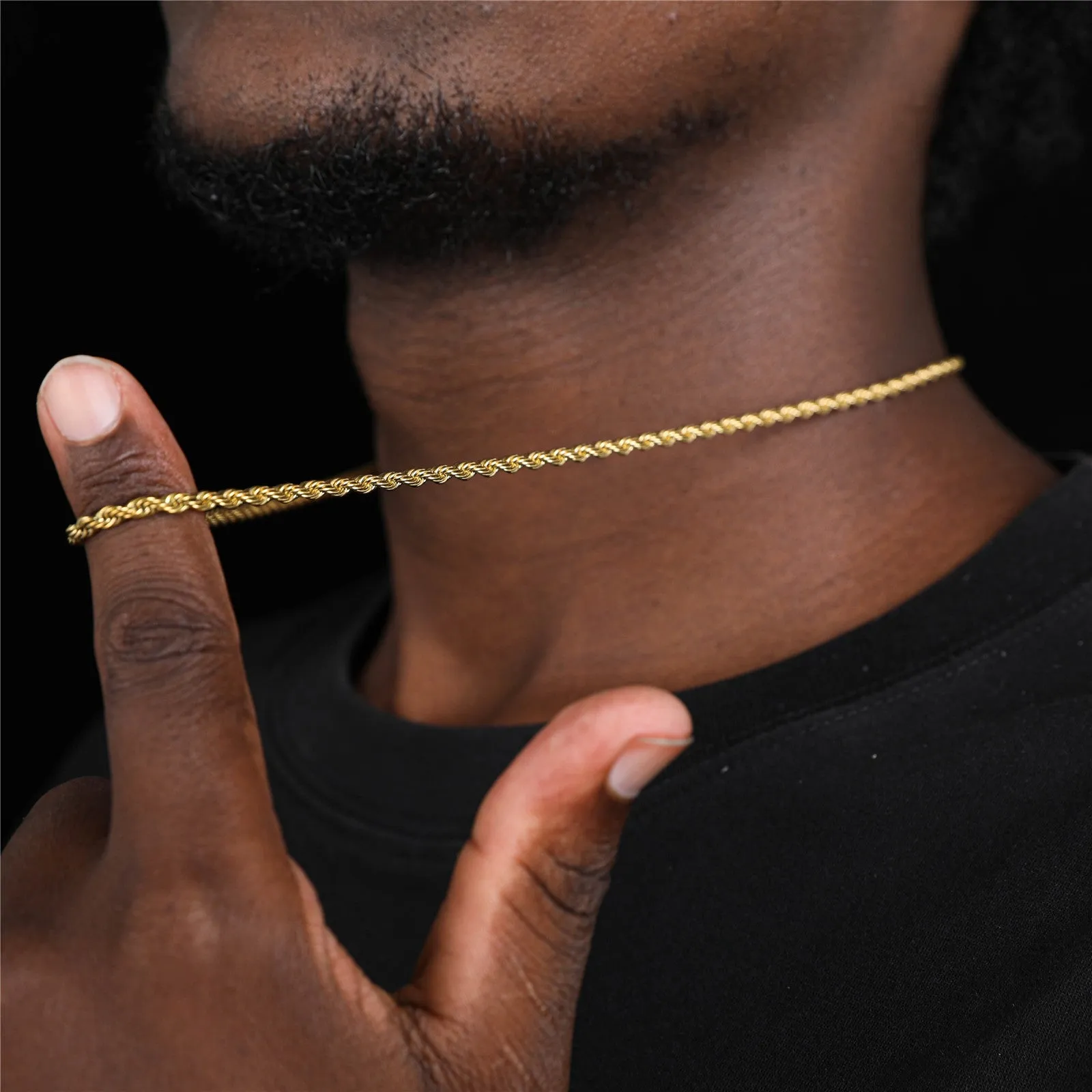 Men's Twisted Rope Stainless Steel Necklace