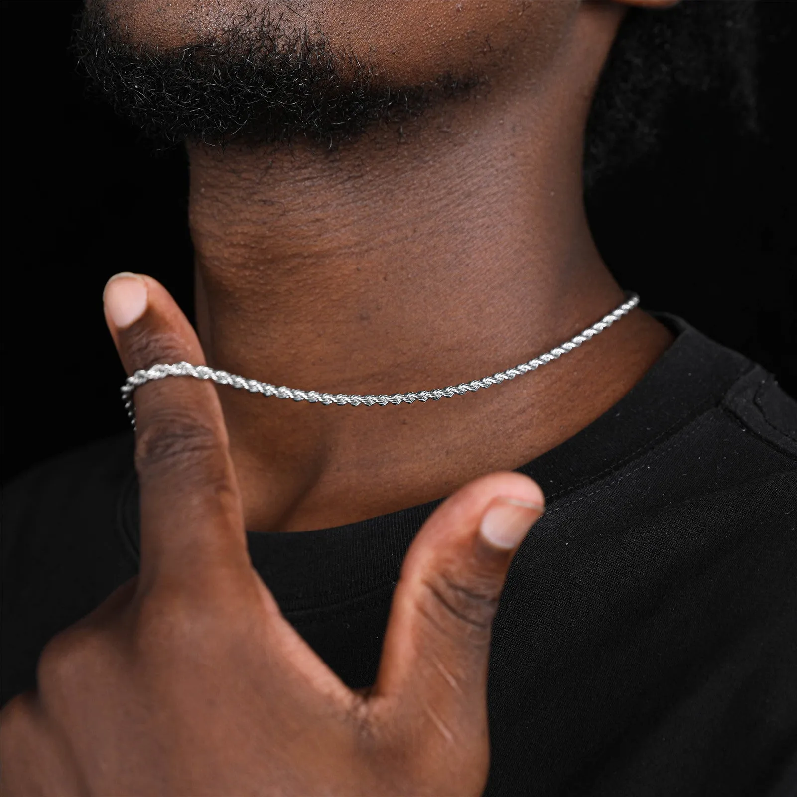 Men's Twisted Rope Stainless Steel Necklace