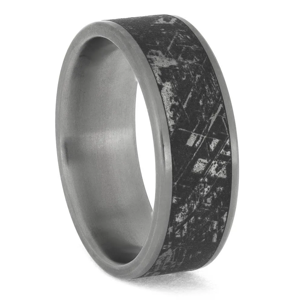 Mimetic Meteorite Engraved on a Titanium Band