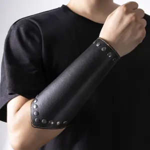 Minimalist Leather Wrist Guard Bracelet Mens Lace up Biker Bracelet
