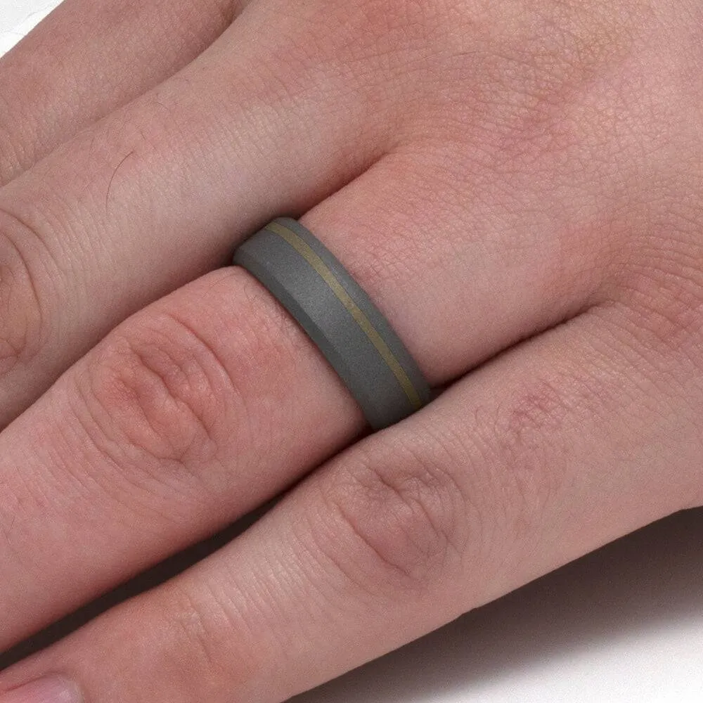 Minimalist Titanium and White Gold Ring for Men