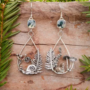 Mismatched Snail Forest Earrings