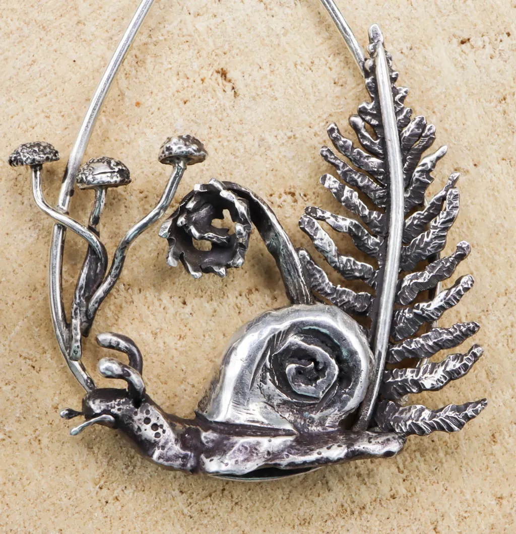 Mismatched Snail Forest Earrings