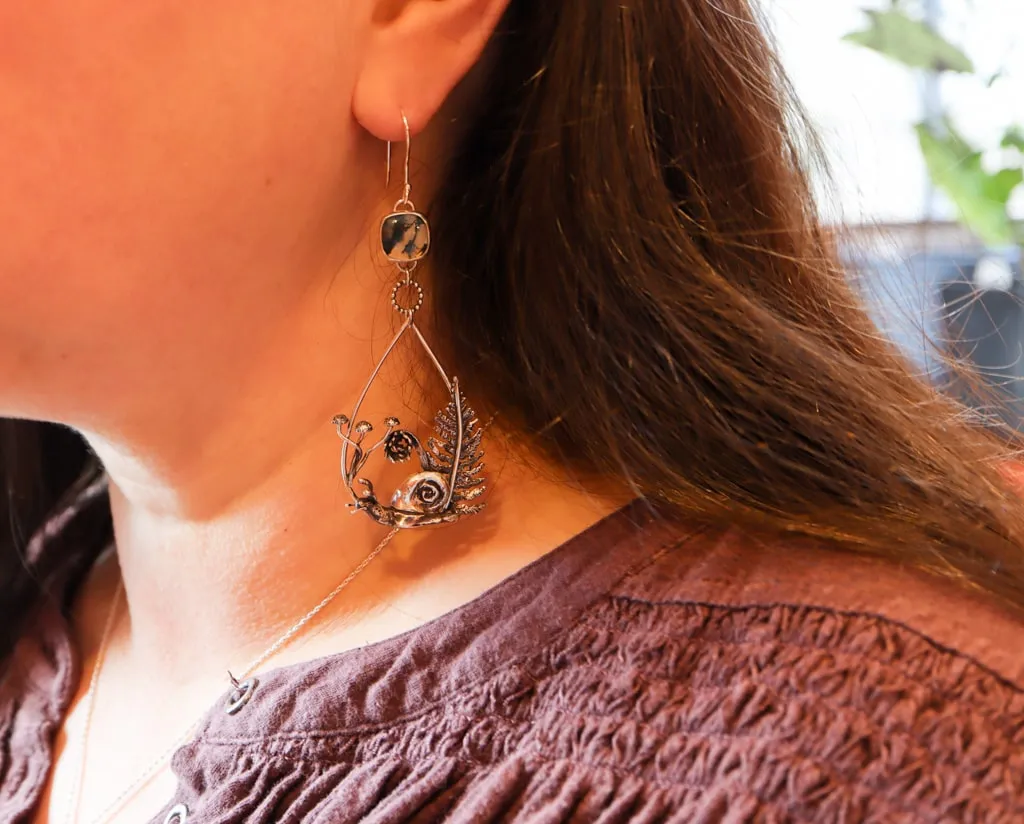 Mismatched Snail Forest Earrings