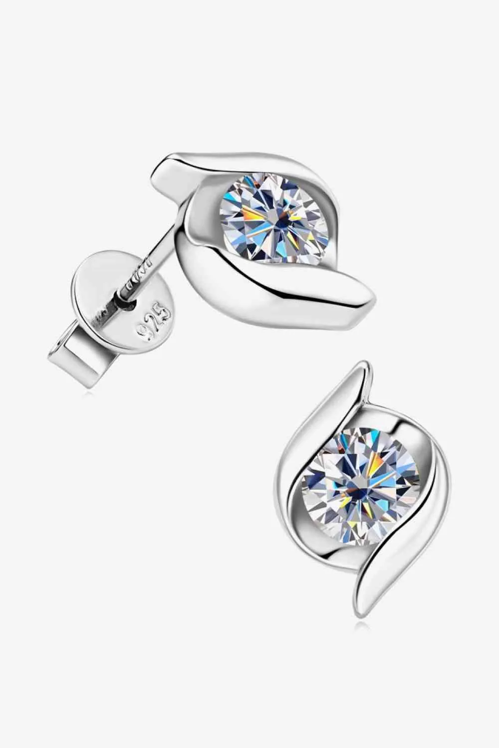 Moissanite Sterling Silver Stud Earrings