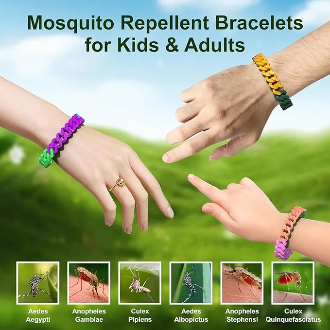 Mosquito Bracelets, 23 Pack DEET-Free Insect & Bug Repellent Bands for Adults and Kids, Individually Wrapped Wristbands