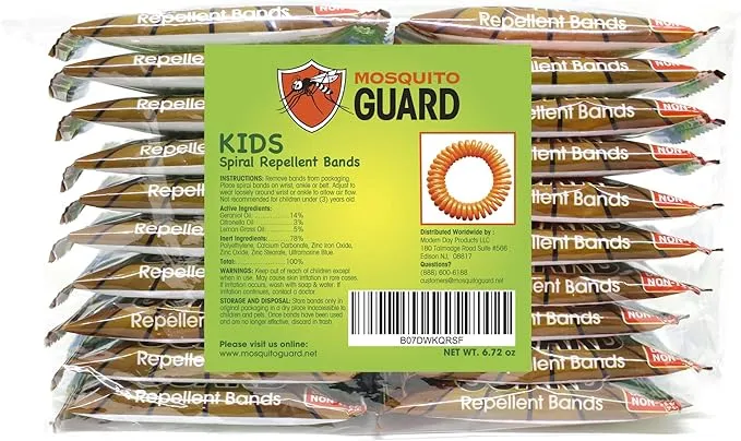 Mosquito Guard 20 Deet Free Mosquito Repellent Bracelets for Kids - Camping Essentials Bug Repellent Bracelets - Mosquito Repellent Outdoor Patio Bands - Summer Essential Bug Bracelets Repellent Kids