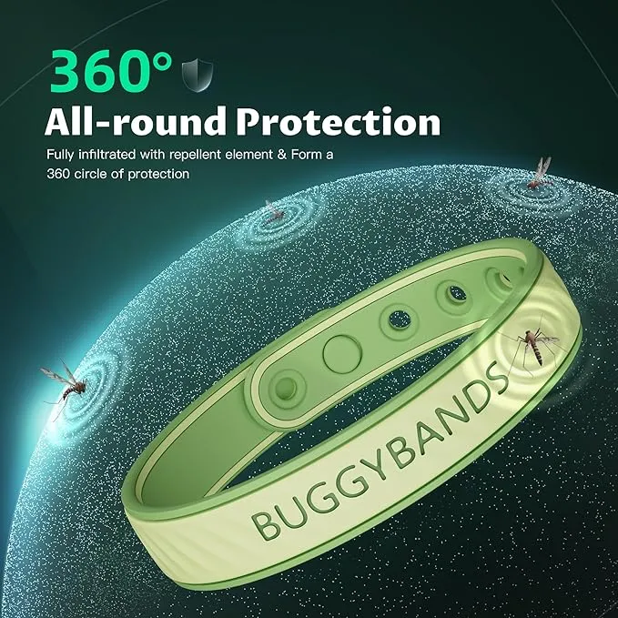 Mosquito Repellent Bracelets, 2 Pack Silicone Mosquito Repellent Bands with DEET Free, Natural & Waterproof Bug Wristbands for Kids and Adults, Outdoor Traveling Protection (Green&Yellow)
